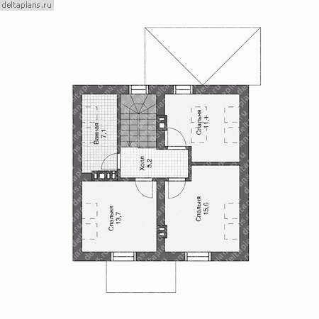 Проект квадратного дома  № U-107-1P - 2-й этаж