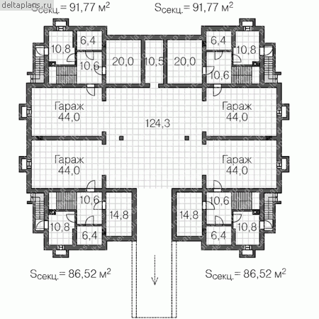 Проект дома с монолитным каркасом № U-1305-1M - цоколь