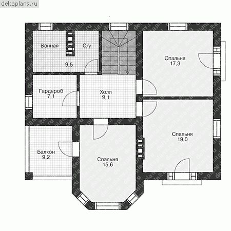 Дом с четырехскатной кровлей № U-156-1P - 2-й этаж