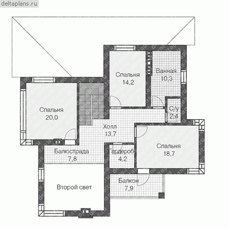 Проект дома с сауной на первом этаже № U-208-1K - 2-й этаж