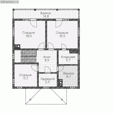 Проект каркасного дома № U-208-1S - 2-й этаж