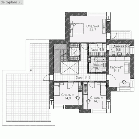 Проект пенобетонного дома № U-265-1P - 2-й этаж