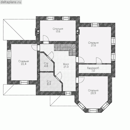 Проект пенобетонного дома № U-268-2P - 2-й этаж