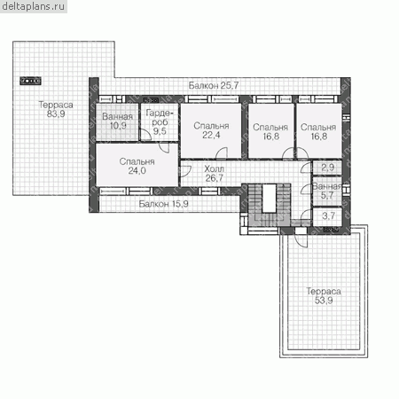 Проект дома с монолитным каркасом № U-331-1M - 2-й этаж
