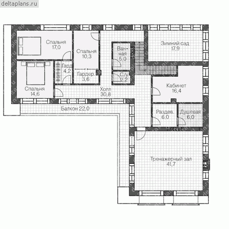 Проект кирпичного дома № U-332-1K - 2-й этаж