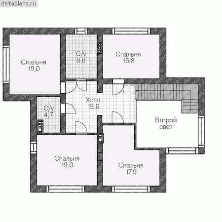 Проект пенобетонного дома № U-333-1P - 2-й этаж