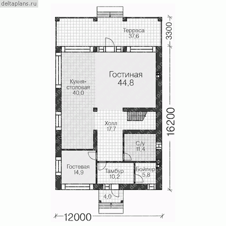 Проект пенобетонного дома № U-439-1P - 1-й этаж