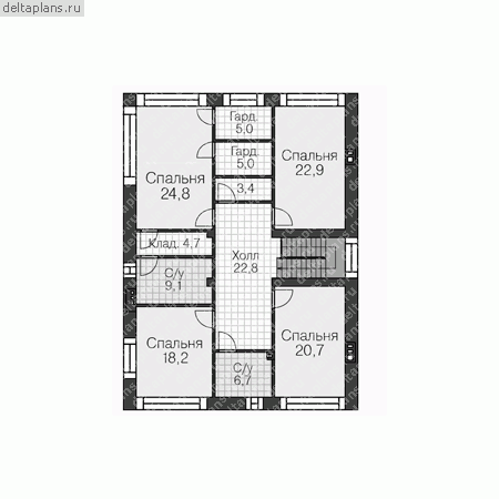 Проект пенобетонного дома № U-439-1P - 2-й этаж