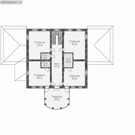 Проект пенобетонного дома № U-560-1P - 2-й этаж