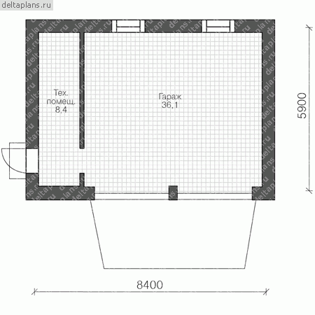 Проект пенобетонного дома № V-074-1P - 1-й этаж
