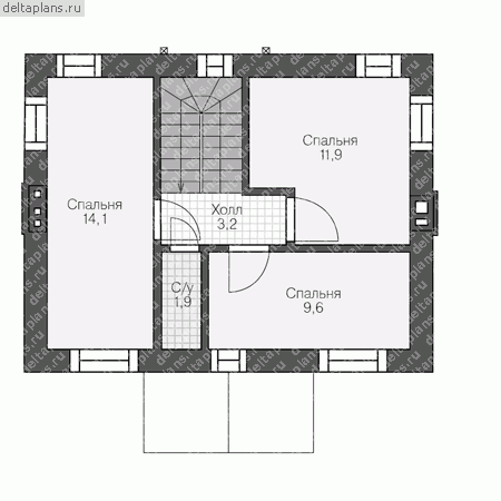 Проект пенобетонного дома № V-086-1P - 2-й этаж