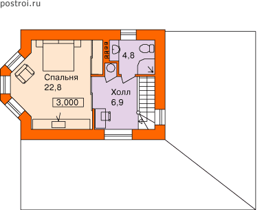 Небольшой индивидуальный дом № V-106-1P - 2-й этаж
