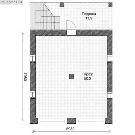 Проект пенобетонного дома № V-149-1P - 1-й этаж