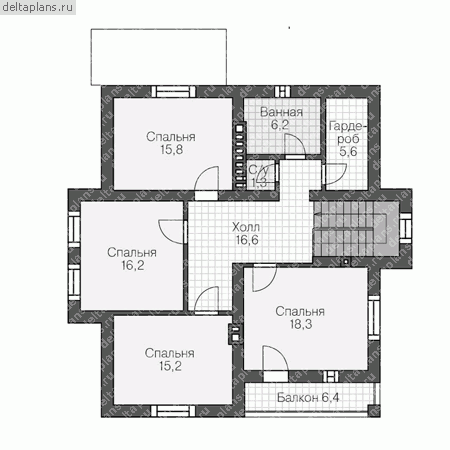 Проект пенобетонного дома № V-294-1P - 2-й этаж