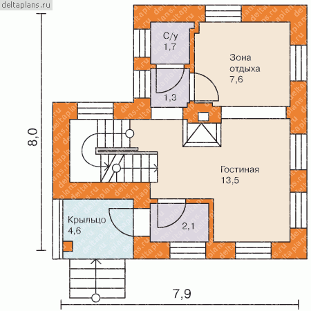 Проект гостевого дома № W-093-1P - 1-й этаж