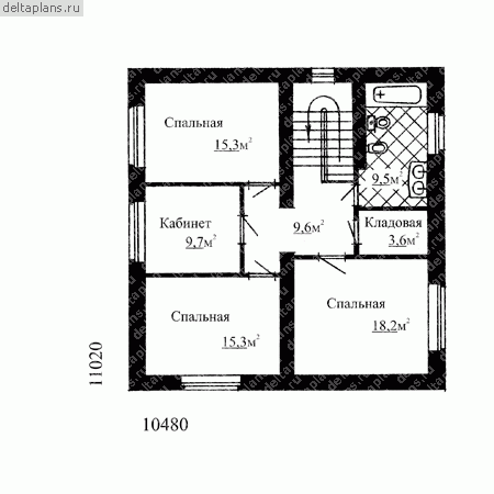 Двухэтажный дом с 4мя спальнями  № W-170-1K - 2-й этаж