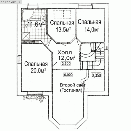 Кирпичный двухэтажный дом № W-179-1K - 2-й этаж
