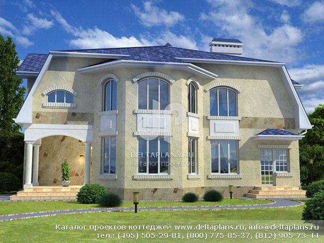 Проект кирпичного загородного дома с панорамным окном № W-283-1K