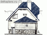 Кирпичный дом с цоколем и мансардой № W-315-1K - вид слева