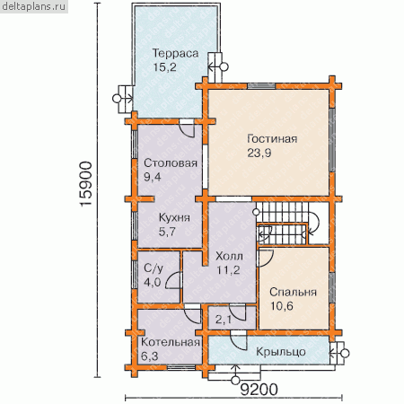Проект деревянного дома № Y-156-1D - 1-й этаж