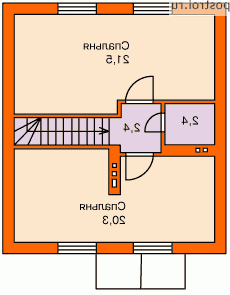 Проект коттеджа 7 на 8 № C-094-1P [51-54,  W-159] - 2-й этаж