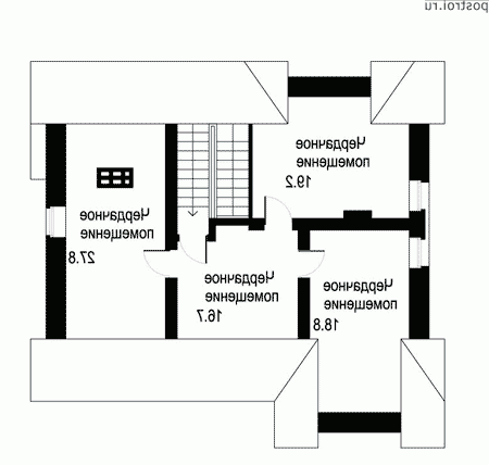 Дом 13 на 13 с мансардой № O-328-1K - мансарда