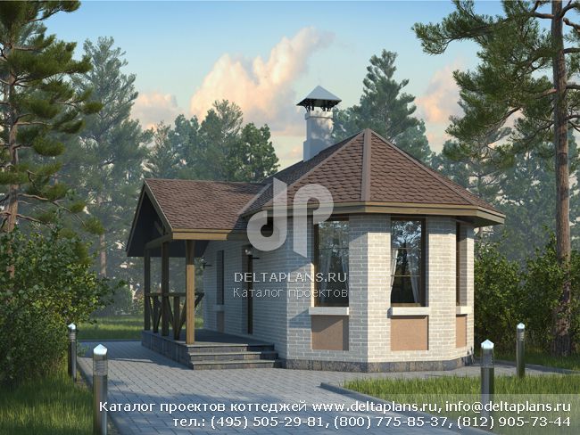 Проект бани с террасой из газобетона № B-033-1P Проект бани с террасой из газобетона № B-033-1P