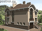 Дом 3 этажа из кирпича с тренажерным залом № B-466-1P - вид слева