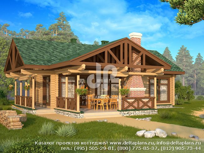 Проект деревянной бани № C-092-1D Проект деревянной бани № C-092-1D