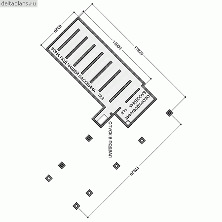 Проект бани с бассейном № C-316-1D - цоколь