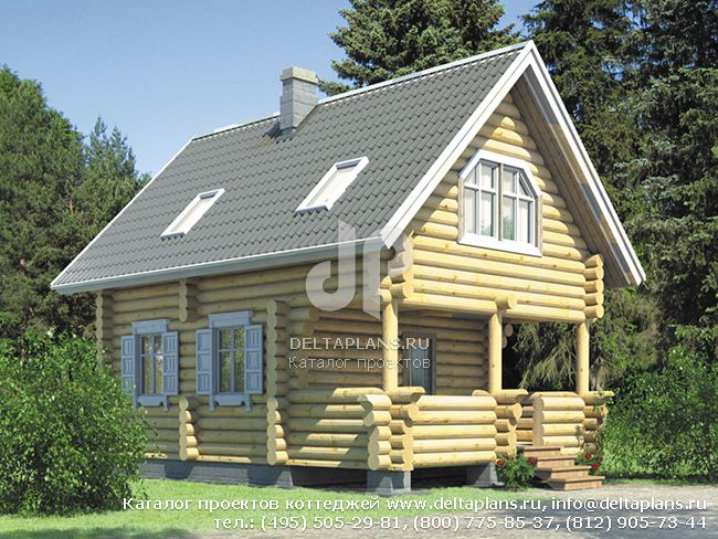 Дом из бревна в 2 этажа № D-064-1D Дом из бревна в 2 этажа № D-064-1D