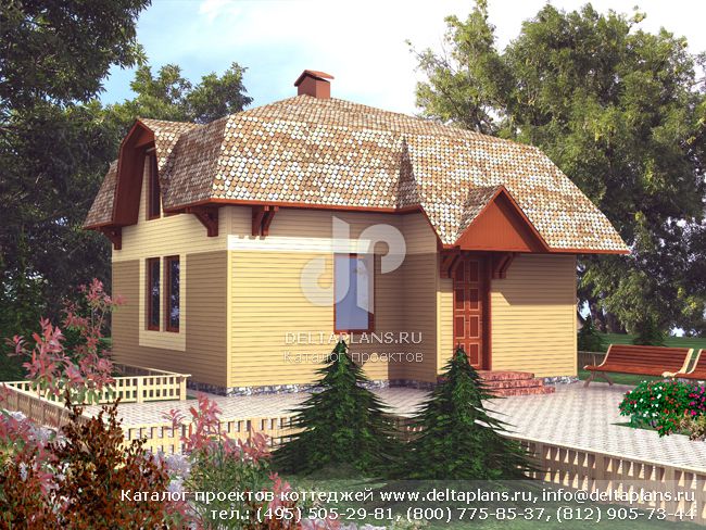Дачный дом с печью № D-096-1D Дачный дом с печью № D-096-1D