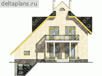 Загородный дом с баней в цоколе № D-255-1P - вид сзади