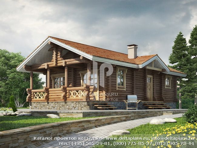 Дом из бруса один этаж № E-069-1D Дом из бруса один этаж № E-069-1D