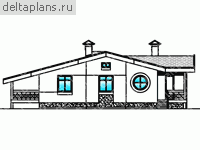 Одноэтажный коттедж с террасой № E-126-1P - вид спереди