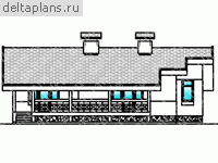 Одноэтажный коттедж с террасой № E-126-1P - вид слева