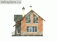 Дом с отделкой из вагонки и кирпича № E-129-2P - вид спереди
