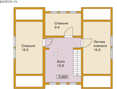 2 этажный каркасный дом № F-128-1S - мансарда