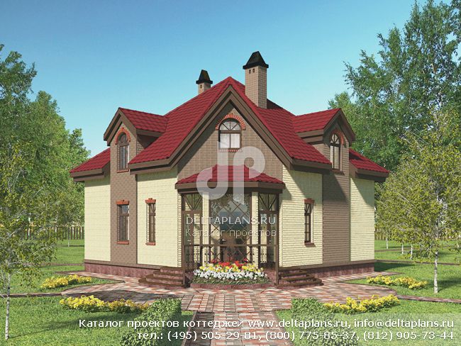 Коттедж с угловым крыльцом, проект № F-139-1P Коттедж с угловым крыльцом, проект № F-139-1P