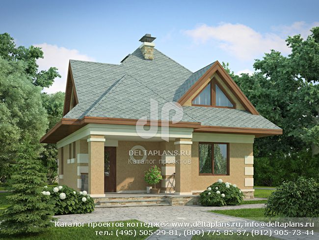 Проект дома с мансардой и крыльцом № G-100-1P Проект дома с мансардой и крыльцом № G-100-1P