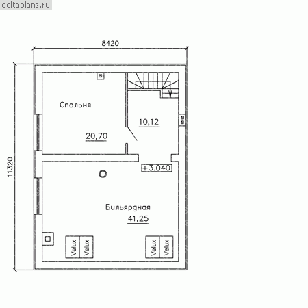 Проект пенобетонной бани № G-177-1P - мансарда