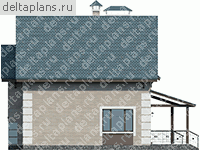 Проект небольшого дома из кирпича с сауной № H-123-1K - вид справа