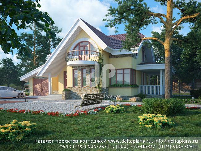 Типовой проект загородного дома с мансардой № H-165-1P Типовой проект загородного дома с мансардой № H-165-1P