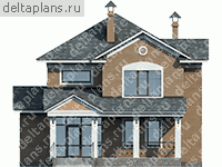 Проект дома из газобетона с террасой и крыльцом № J-183-1P - вид спереди