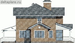 Проект дома из газобетона с террасой и крыльцом № J-183-1P - вид слева