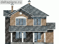 Проект дома из газобетона с террасой и крыльцом № J-183-1P - вид сзади