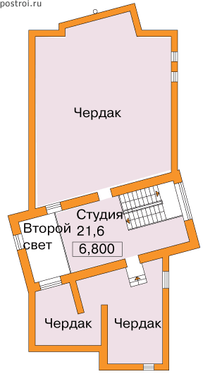 Типовой проект дома-коттеджа для узкого участка № J-297-1K - мансарда
