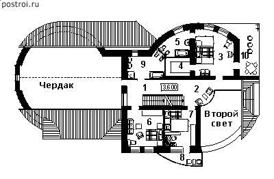 Круглый 3 этажный дом № J-411-1K - 2-й этаж