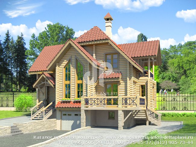 Мансардный дом 4 этажа из бревна № K-264-1D Мансардный дом 4 этажа из бревна № K-264-1D