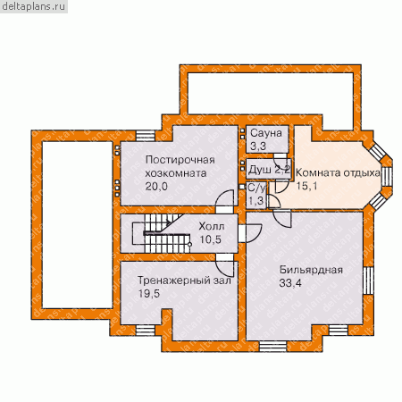 3 этажный дом-коттедж № K-371-1P - цоколь